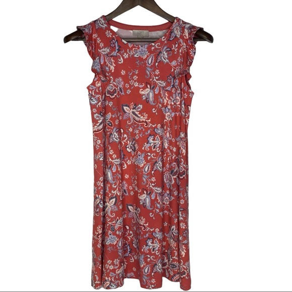 LOFT Factory Dresses & Skirts - LOFT Outlet Floral Ruffled Cap Sleeve Dress Size SP NWT